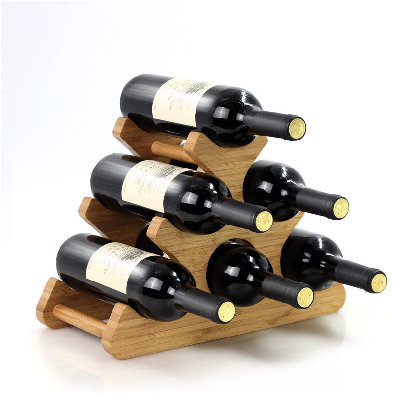 Bamboo Wine Rack - Natural Wood Bottle Holder