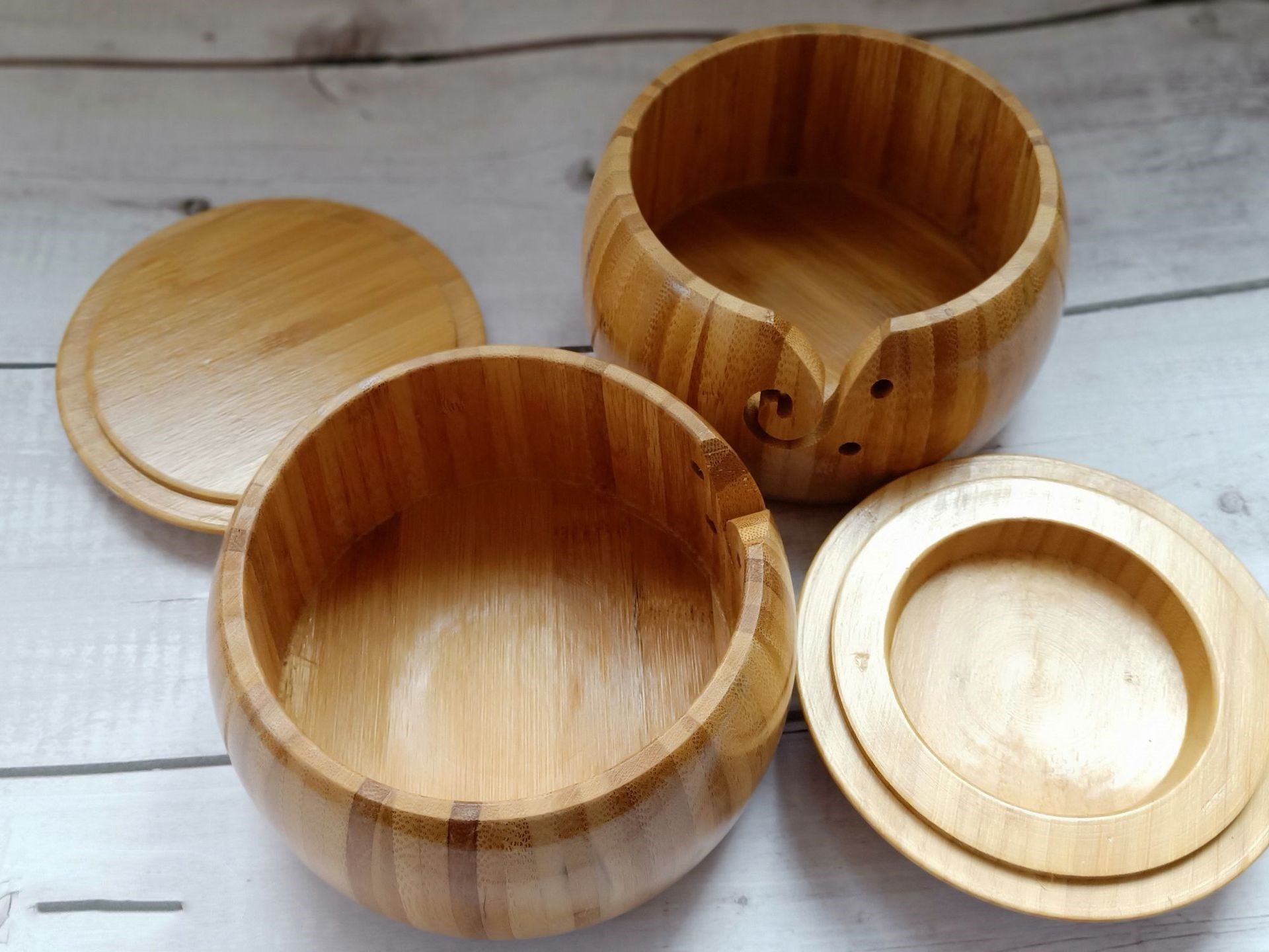 Bamboo Storage Bowl - Natural Wood Kitchen Container