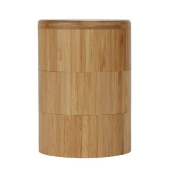 Round Bamboo Spice Container - Kitchen Seasoning Storage Box