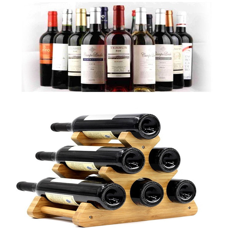 Bamboo Wine Rack - Natural Wood Bottle Holder