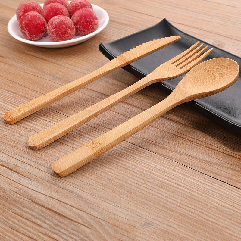 Bamboo Cutlery Set - Eco-Friendly Knife, Fork & Spoon (3-Piece)
