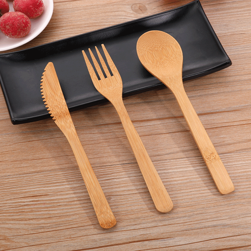 Bamboo Cutlery Set - Eco-Friendly Knife, Fork & Spoon (3-Piece)