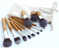 11-Piece Bamboo Makeup Brush Set with Travel Bag - Vegan & Eco-Friendly