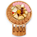 Bamboo Cheese Board Set with Knives - Round Serving Platter
