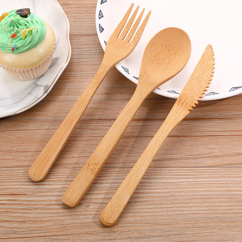 Bamboo Cutlery Set - Eco-Friendly Knife, Fork & Spoon (3-Piece)